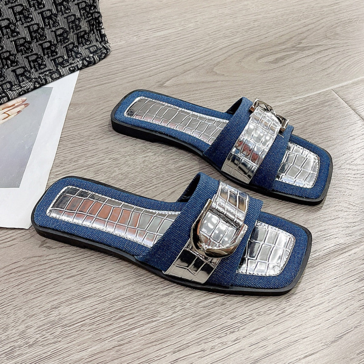 Ladies Sandals Buckle Trim Open Toe