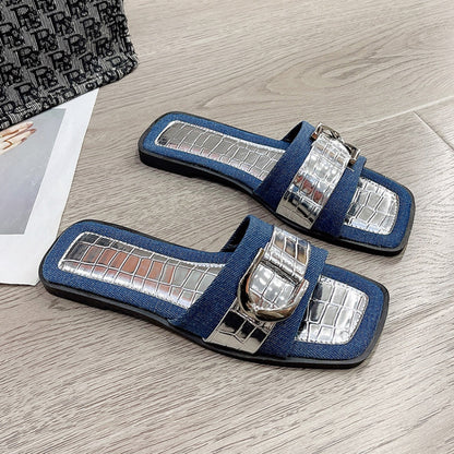 Ladies Sandals Buckle Trim Open Toe