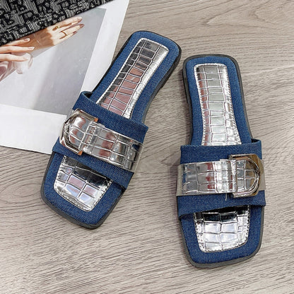Ladies Sandals Buckle Trim Open Toe