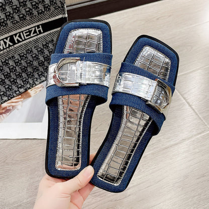Ladies Sandals Buckle Trim Open Toe