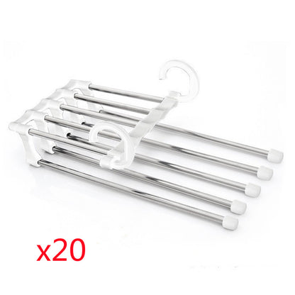 Home 5 In 1 Wardrobe Hanger Multi-functional Clothes Hangers Pants Stainless Steel Magic Wardrobe Clothing Hangers For Clothes Rack