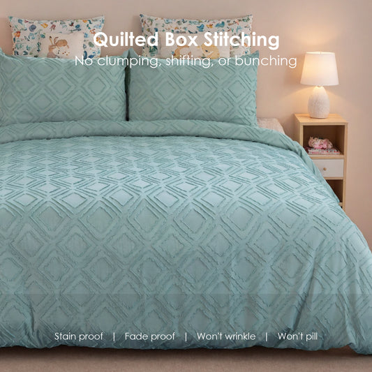 Bohemian Style Quilt Cover Set, Cut Flower Quilt Cover,  Tufted Quilt Cover Three-piece Set, One Quilt Cover And Two Pillowcases,  Washable And Machine Washable Without Shrinkage,  Suitable For Hotels