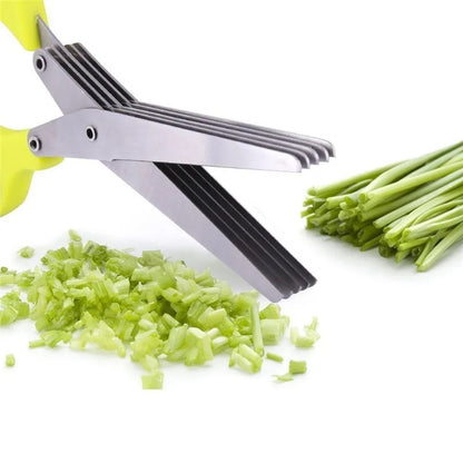 Kitchen Multifunctional Multi-layer Green Onion Scissors Stainless Steel Onion Cutting Knife Herb Seaweed Spice Scissors Kitchen Scissor Kitchen Gadgets