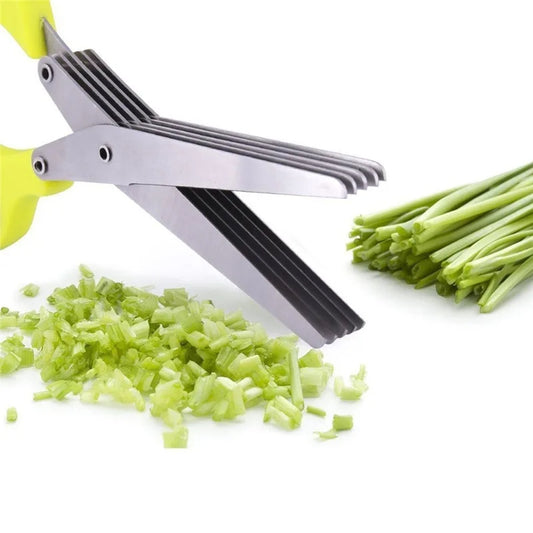 Kitchen Multifunctional Multi-layer Green Onion Scissors Stainless Steel Onion Cutting Knife Herb Seaweed Spice Scissors Kitchen Scissor Kitchen Gadgets