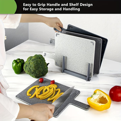4-in-1 Heavy-Duty Kitchen Cutting Board Set With Removable Stand - BPA-Free Plastic, Multi-Function Cutting Boards,Large Board With 4 Surfaces For Meat, Vegetables, Fruits, Cheese - Space-Saving Des