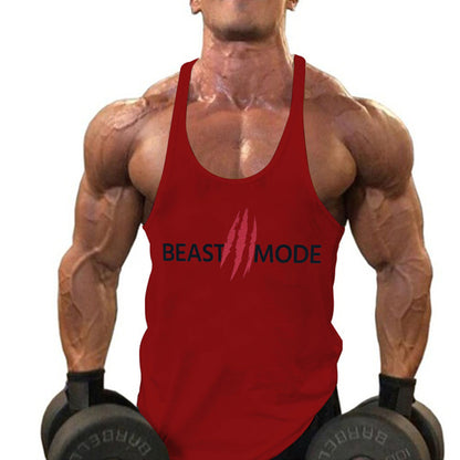 Men's Summer Cotton Fitness Muscle Men's Thin Shoulder Strap I-print Halter Tank top