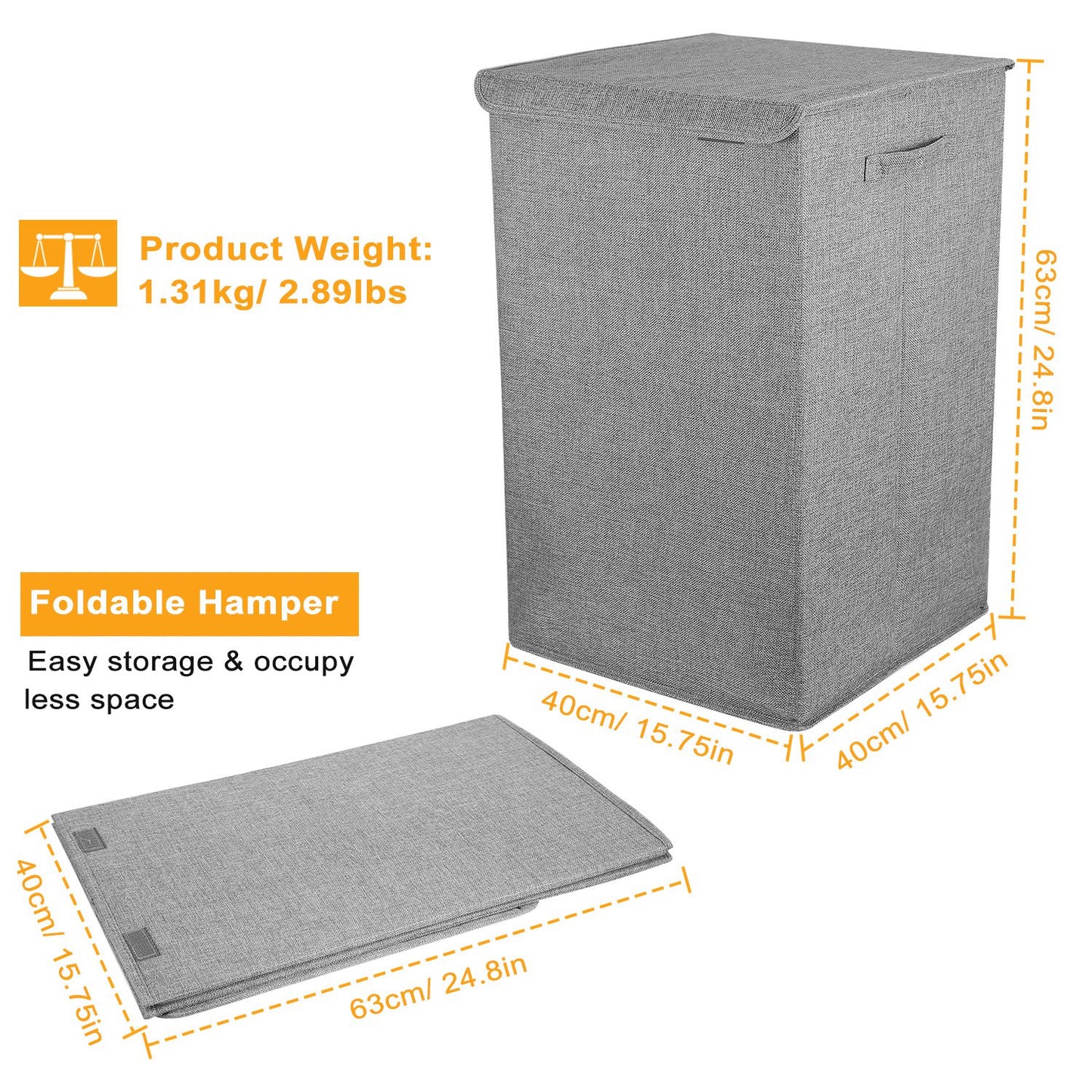 1Pc Foldable Laundry Hampers Washing Clothes Laundry Basket With Lid Handles Storage Organizer