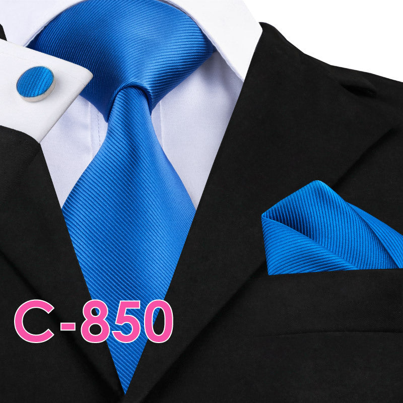 Men's Fashion Three-piece Tie set Assorted Solid Silk Men's Neck Tie set For Men Suits