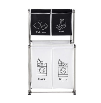 Homes Laundry Hamper 2 Tier Laundry Sorter With 4 Removable Bags For Organizing Clothes, Laundry, Lights, Darks
