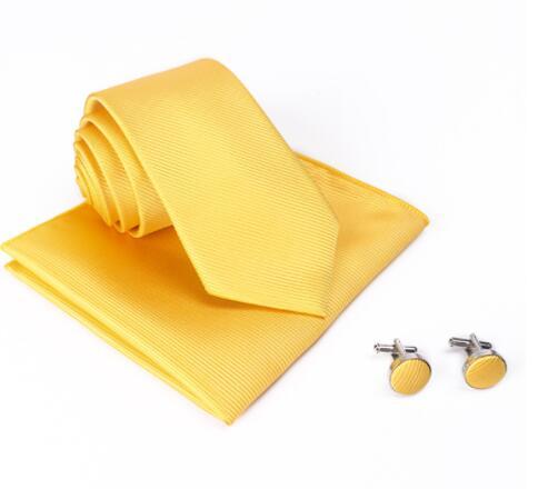 Men's Fashion Three-piece Tie set Assorted Solid Silk Men's Neck Tie set For Men Suits
