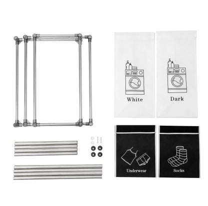 Homes Laundry Hamper 2 Tier Laundry Sorter With 4 Removable Bags For Organizing Clothes, Laundry, Lights, Darks
