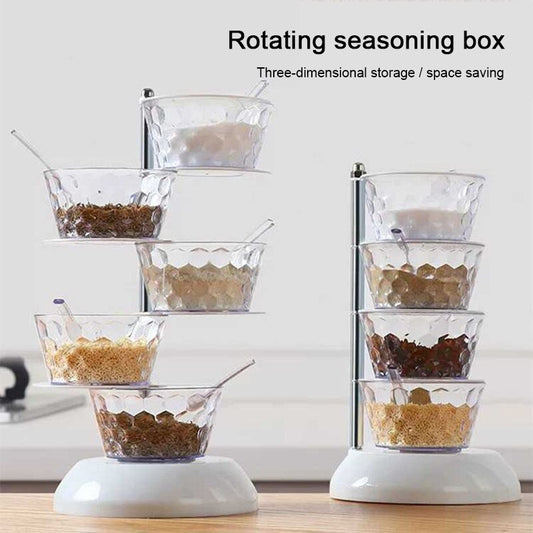 Rotatable Multi-layer Vertical Seasoning Box Jars Home Kitchen Tool Accessory Muti-layer Rotatable Space-saving
