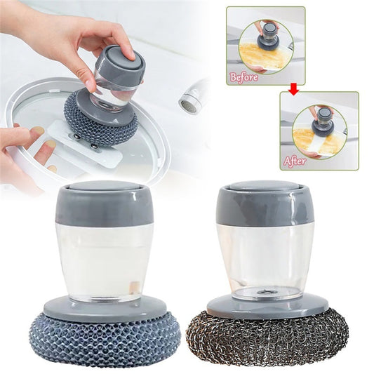 Kitchen Pan Wok Cleaner Press Liquid Brush Dispenser Kitchen Tools