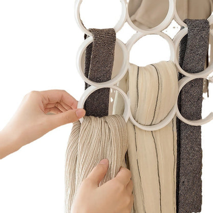 Home Clothes Hanger With 15-ring Hoops Creative Plastic Scarf Rack