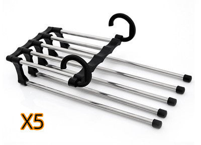 Home 5 In 1 Wardrobe Hanger Multi-functional Clothes Hangers Pants Stainless Steel Magic Wardrobe Clothing Hangers For Clothes Rack