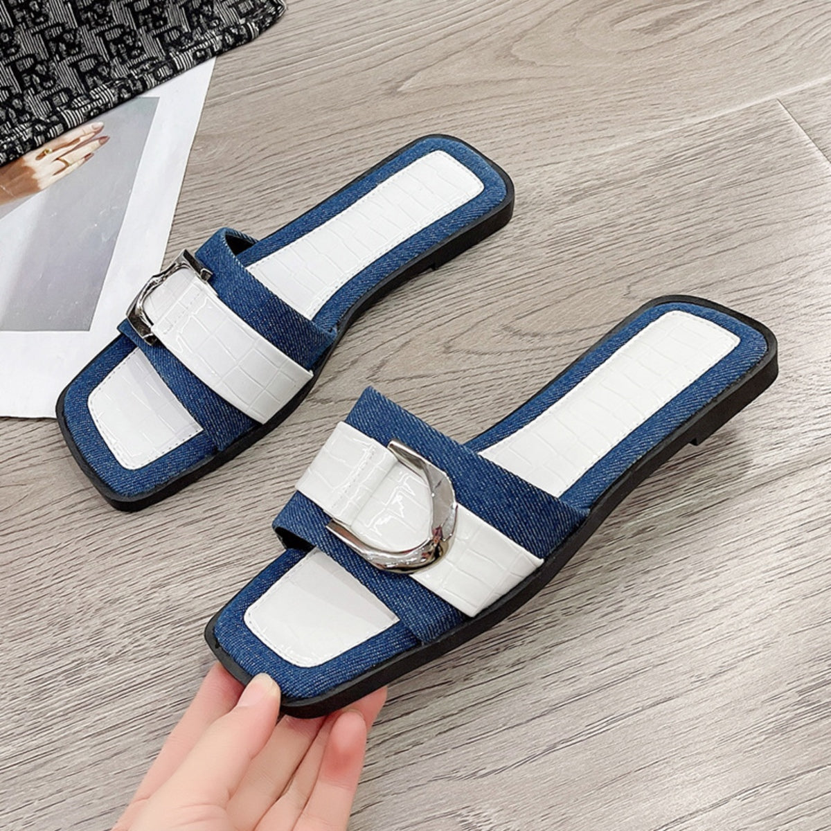 Ladies Sandals Buckle Trim Open Toe