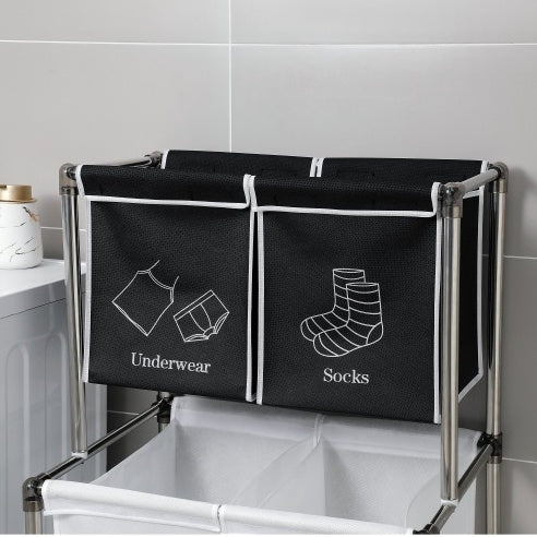 Homes Laundry Hamper 2 Tier Laundry Sorter With 4 Removable Bags For Organizing Clothes, Laundry, Lights, Darks
