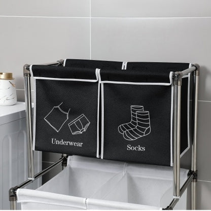 Homes Laundry Hamper 2 Tier Laundry Sorter With 4 Removable Bags For Organizing Clothes, Laundry, Lights, Darks