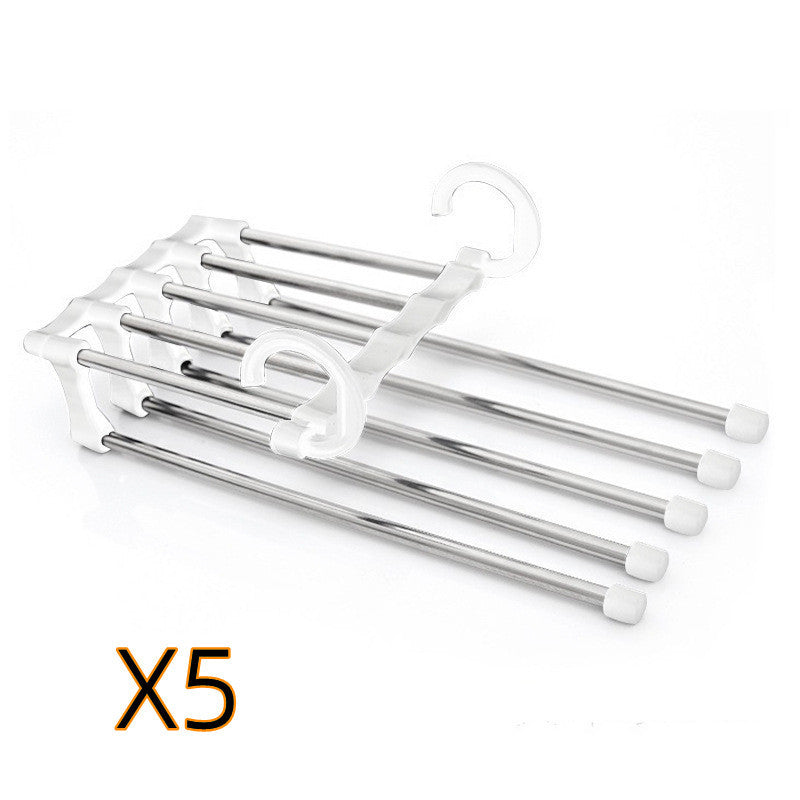 Home 5 In 1 Wardrobe Hanger Multi-functional Clothes Hangers Pants Stainless Steel Magic Wardrobe Clothing Hangers For Clothes Rack