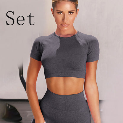 Women Sexy yoga suit short set sleeve