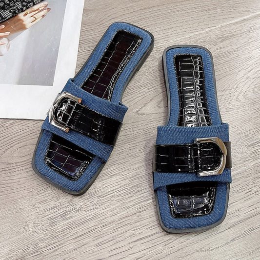 Ladies Sandals Buckle Trim Open Toe