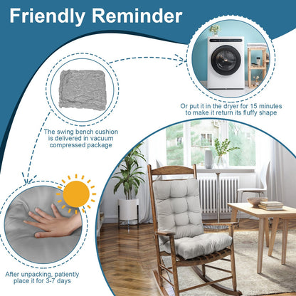 2Pcs Waterproof Rocking Chair Cushion Upper And Lower Back And Seat Sets With Non-Slip Ties Oxford Cloth Surface Polyester Filling Comfortable For Indoor Home Office Car