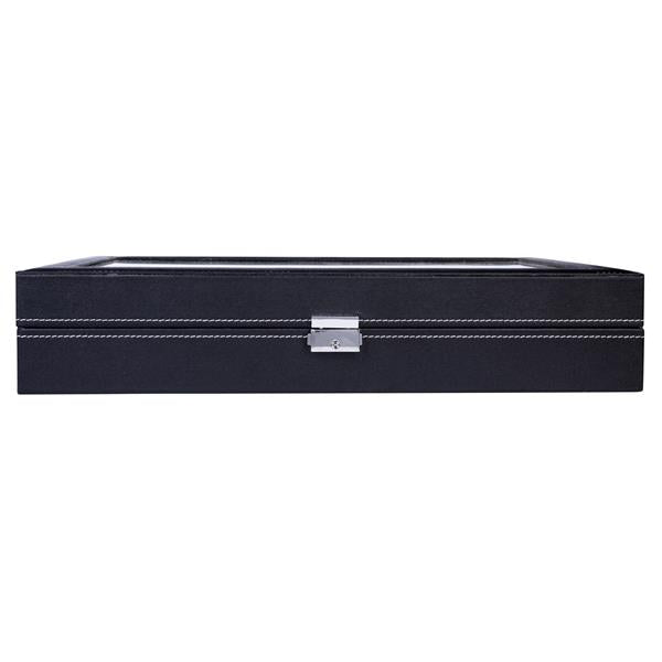 Home 24 Compartments Luxury Watch Collection Style Leather Storage Black Case
