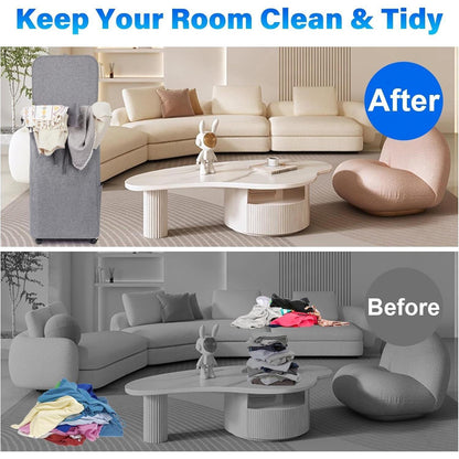 100L Large Capacity Bamboo Handle Waterproof Compact Laundry Basket With Wheels, Easy To Sort And Transport Laundry