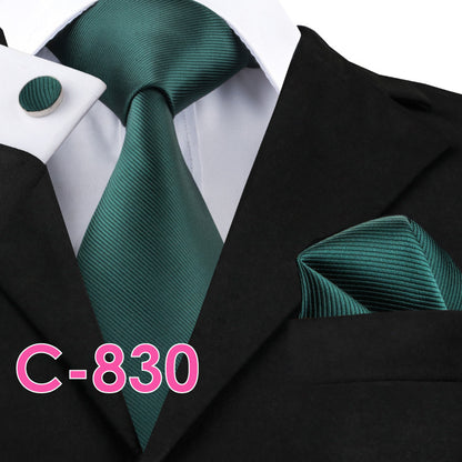 Men's Fashion Three-piece Tie set Assorted Solid Silk Men's Neck Tie set For Men Suits