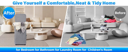 100L Large Capacity Bamboo Handle Waterproof Compact Laundry Basket With Wheels, Easy To Sort And Transport Laundry