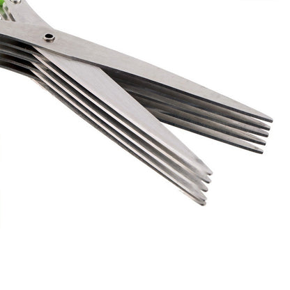 Kitchen Multifunctional Multi-layer Green Onion Scissors Stainless Steel Onion Cutting Knife Herb Seaweed Spice Scissors Kitchen Scissor Kitchen Gadgets