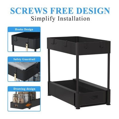Homes 2-Tier Under Sink Organizer, Black Plastic 1-Piece