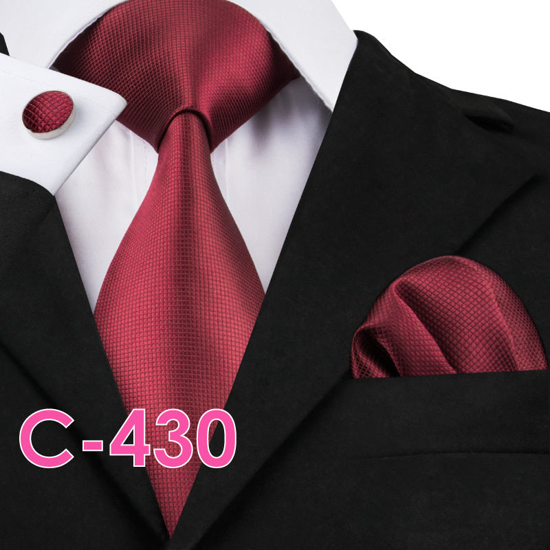 Men's Fashion Three-piece Tie set Assorted Solid Silk Men's Neck Tie set For Men Suits