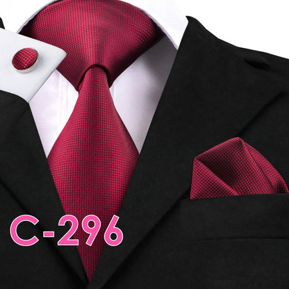Men's Fashion Three-piece Tie set Assorted Solid Silk Men's Neck Tie set For Men Suits