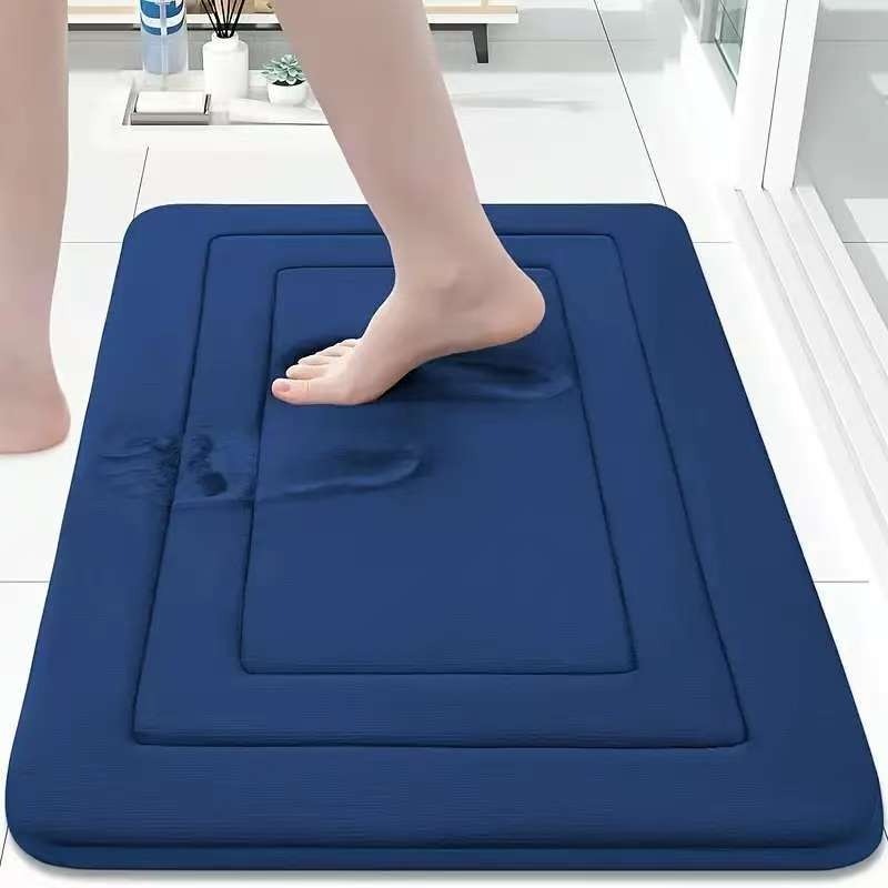 Bathroom Mat With Thickened Memory Foam Anti-Slip Mat For Bathroom Entrance Coral Velvet Foot Mat