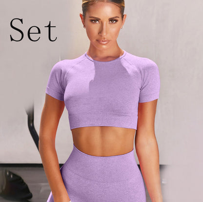 Women Sexy yoga suit short set sleeve