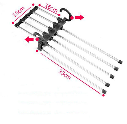 Home 5 In 1 Wardrobe Hanger Multi-functional Clothes Hangers Pants Stainless Steel Magic Wardrobe Clothing Hangers For Clothes Rack