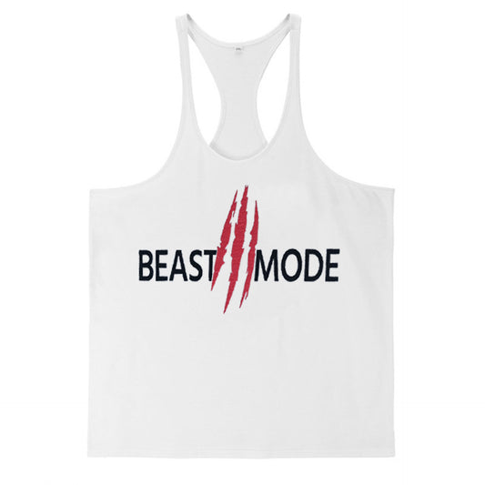 Men's Summer Cotton Fitness Muscle Men's Thin Shoulder Strap I-print Halter Tank top