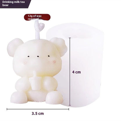 Baking Cute Bear Candle Cake DIY Birthday Aromatherapy Candle Silicone Baking Mold