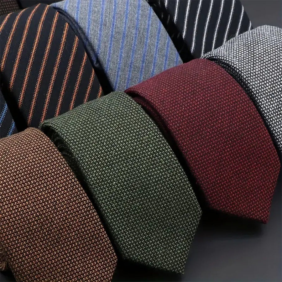 Men's Business Fashion Striped Solid Color Tie Cotton Thickened Sanded Fabric Formal Wear