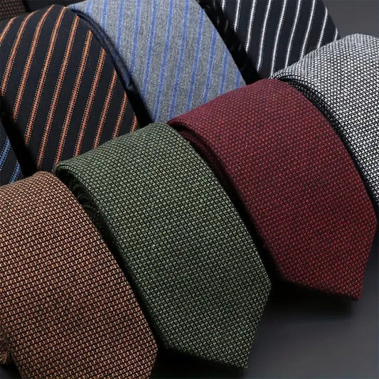Men's Business Fashion Striped Solid Color Tie Cotton Thickened Sanded Fabric Formal Wear