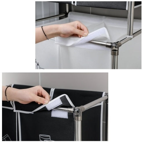 Homes Laundry Hamper 2 Tier Laundry Sorter With 4 Removable Bags For Organizing Clothes, Laundry, Lights, Darks