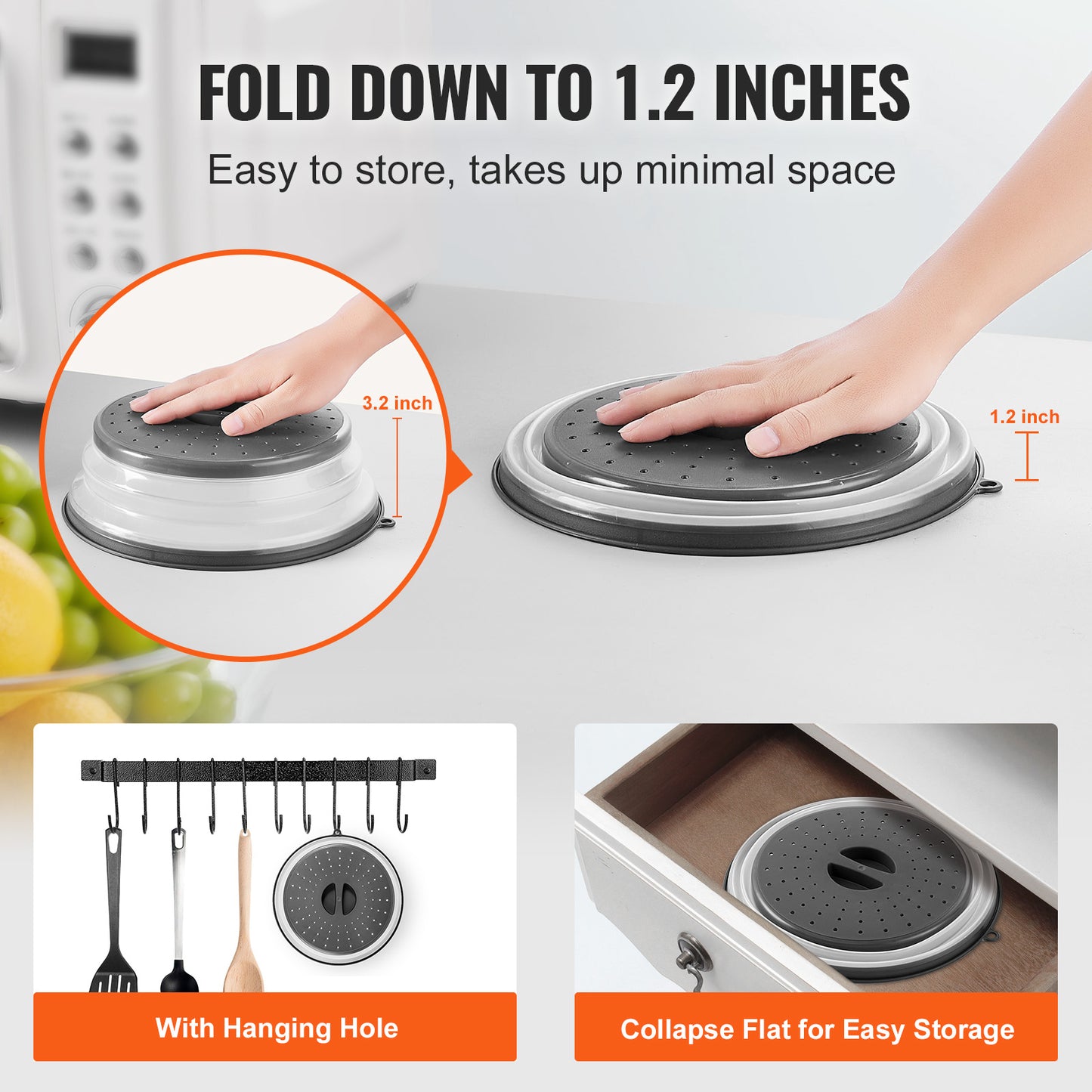 Kitchen 2PCS Microwave Splatter Covers 10.4Collapsible Microwave Food Lid