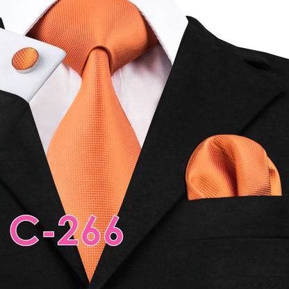 Men's Fashion Three-piece Tie set Assorted Solid Silk Men's Neck Tie set For Men Suits