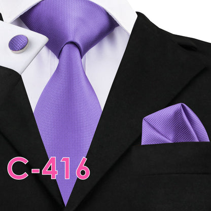 Men's Fashion Three-piece Tie set Assorted Solid Silk Men's Neck Tie set For Men Suits