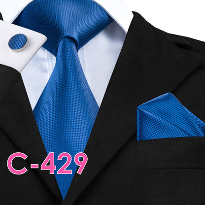 Men's Fashion Three-piece Tie set Assorted Solid Silk Men's Neck Tie set For Men Suits