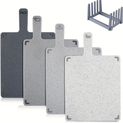 4-in-1 Heavy-Duty Kitchen Cutting Board Set With Removable Stand - BPA-Free Plastic, Multi-Function Cutting Boards,Large Board With 4 Surfaces For Meat, Vegetables, Fruits, Cheese - Space-Saving Des