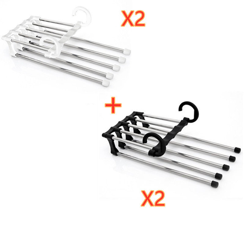 Home 5 In 1 Wardrobe Hanger Multi-functional Clothes Hangers Pants Stainless Steel Magic Wardrobe Clothing Hangers For Clothes Rack