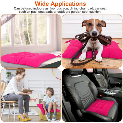4Pcs Chair Cushion Pads Pillow 17.72x17.72x2.37in Soft Tie On Square Sitting Mats For Home Office Car Sitting Travel