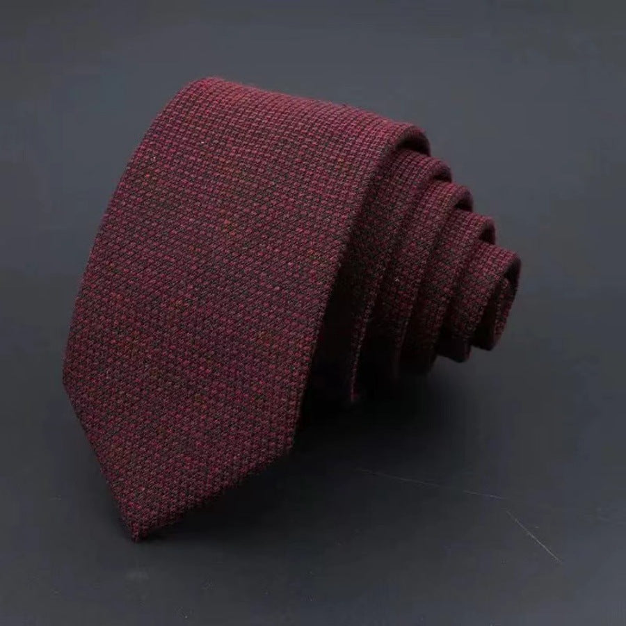 Men's Business Fashion Striped Solid Color Tie Cotton Thickened Sanded Fabric Formal Wear